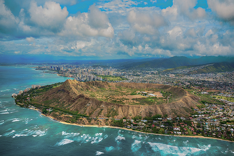 High above Diamond Head Crater